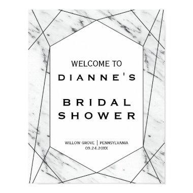 White and Black Marble Bridal Shower Welcome Poster