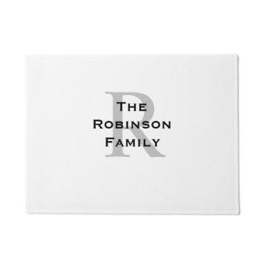 White and Black Name Monogrammed Doormat