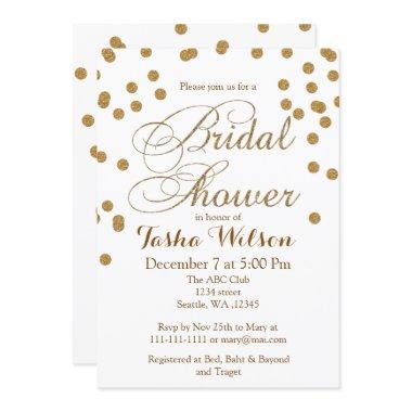 white and Gold Glitter  Invite