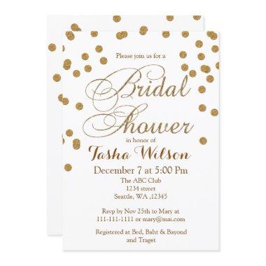 white and Gold Glitter Bridal Shower Invite