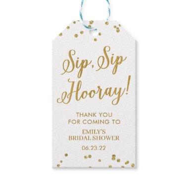 White and Gold Glitter Bridal Shower Wine Favor Gift Tags