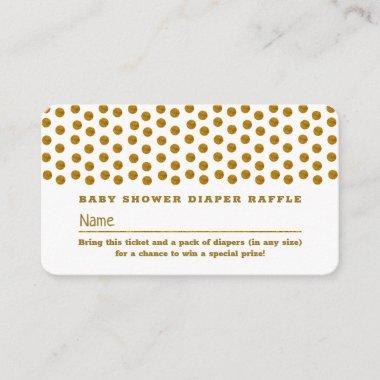 White and Gold Polka Dot , Diaper Raffle Ticket Enclosure Invitations