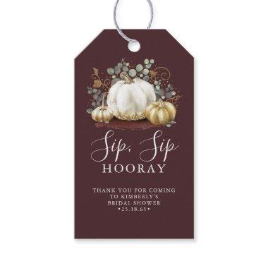 White and Gold Pumpkin Fall Sip Sip Hooray Gift Tags