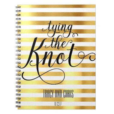 White and Gold Tying the Knot Wedding Notebook