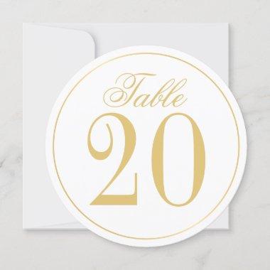White and Gold Wedding Circle Table Number Card