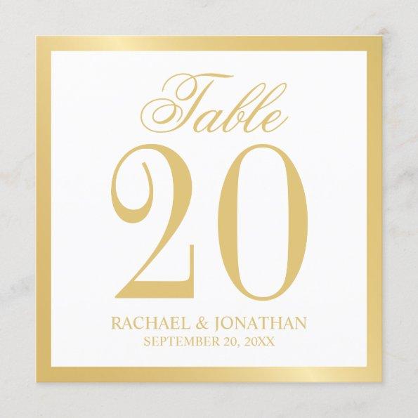 White and Gold Wedding Square Table Number Card