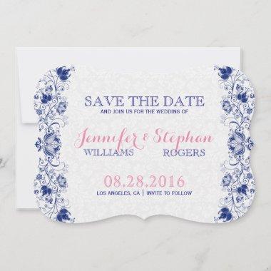 White And Navy Blue Lace Bridal Shower Invite 2