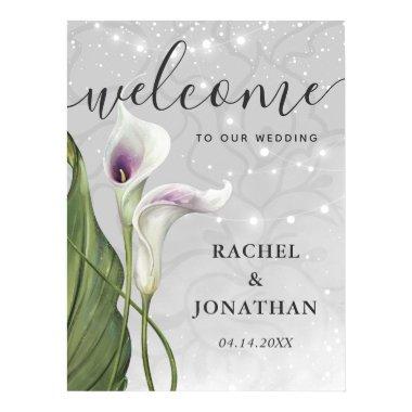 White and Purple Calla Lily Welcome Wedding Poster