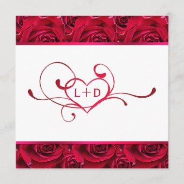 White and Red Roses Couples Shower Invitations