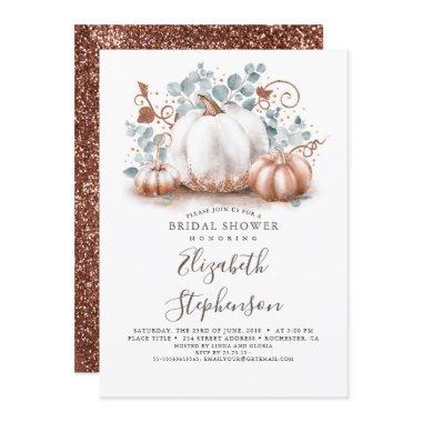 White and Rose Gold Pumpkins Fall
