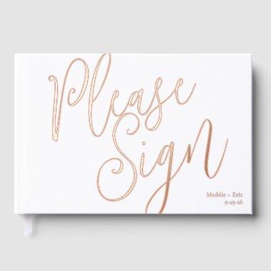 White and Rose Gold SImple Guest Book Signature