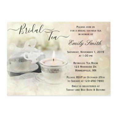 White and Silver Teacup Shimmer  Tea