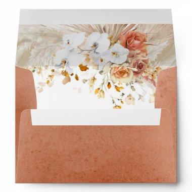 White and Terracotta Floral Elegant Botanical Enve Envelope