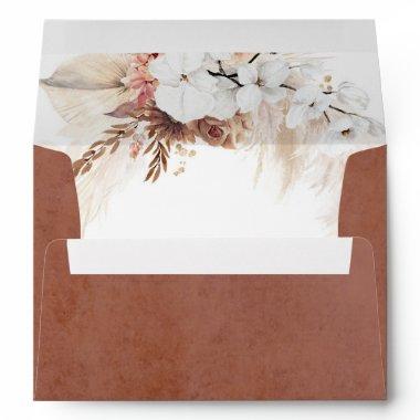 White and Terracotta Floral Elegant Botanical Envelope