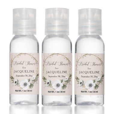 White Anemone Blush Floral Wreath  Hand Sanitizer