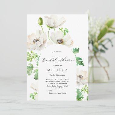 White Anemone Bridal Shower Invitations