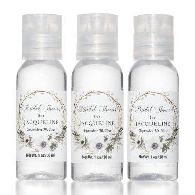 White Anemone Eucalyptus Twig Fern Bridal Shower Hand Sanitizer