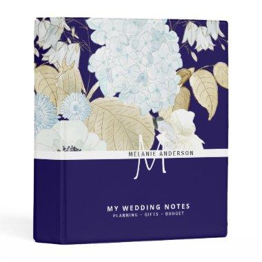 White Anemone Floral Wedding Newly Weds Monogram Mini Binder