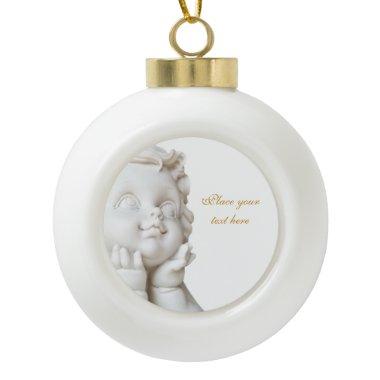 White Angel Ceramic Ball Christmas Ornament