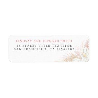 White Anthuriums and Pampas Grass Elegant Label