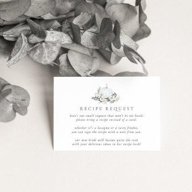 White Autumn Pumpkin Greenery Bridal Shower Recipe Enclosure Invitations