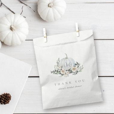 White Autumn Pumpkin Greenery Thank You Favor Bag