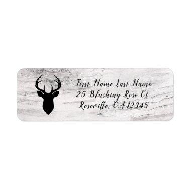 White Birch Rustic Country Farmhouse Deer Antlers Label