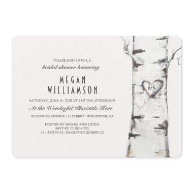 White Birch Tree Rustic Bridal Shower Invitations