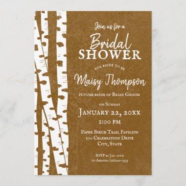 White Birch Trees Rustic Woodland Bridal Shower Invitations