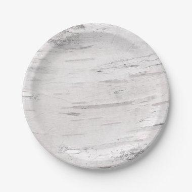 White Birch Wood Rustic Country Barn Wedding Paper Plates
