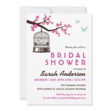 White Bird Cage Floral Bridal Shower Invitations