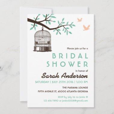 White Bird Cage Rustic Bridal Shower Invitations