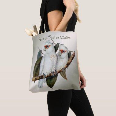 White Birds Long-billed Cockatoo Name Green Leaves Tote Bag