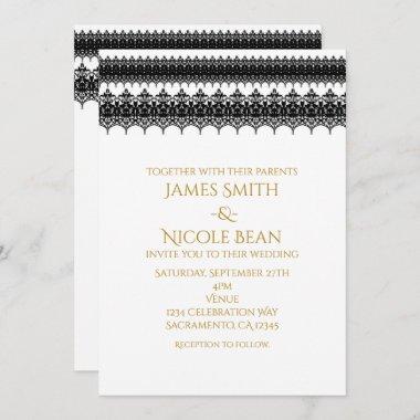 White & Black Classy Elegant Wedding Invitations