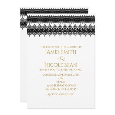 White & Black Classy Elegant Wedding Invitations