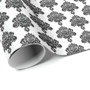 White | Black Damask Wrapping Paper