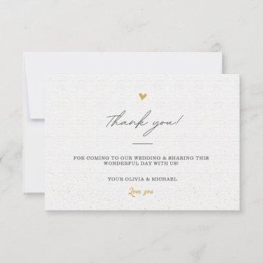White & Black Gold Minimal Calligraphy Wedding Thank You Invitations