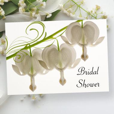 White Bleeding Hearts Flowers Bridal Shower Invitations