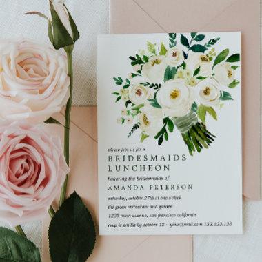 White Bloom | Bouquet Bridesmaids Luncheon Wedding Invitations