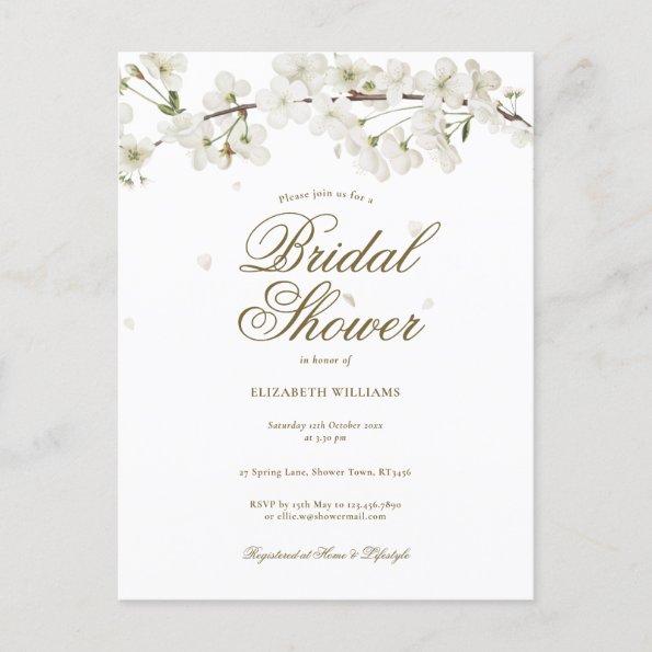 White Blossom Floral Bridal Shower Invitations