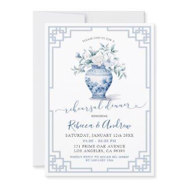 White Blue Chinoiserie Ginger Jar Rehearsal Dinner