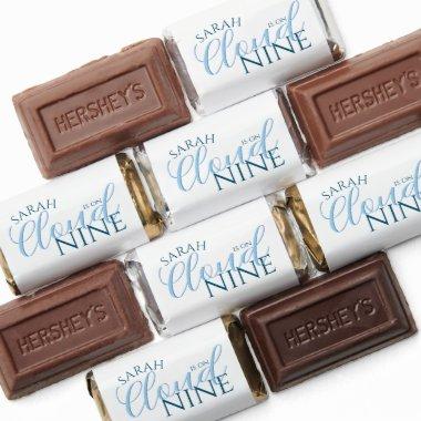 White Blue Cloud nine simple script bridal shower Hershey's Miniatures