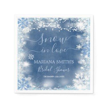 White Blue Dusty Snowflake  Paper Napkins