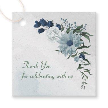 white & blue floral greenery wedding favor tags