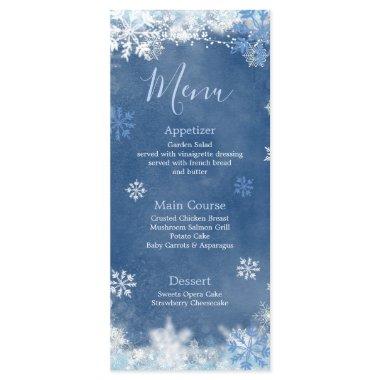 White Blue Snow in Love Snowflake  Menu