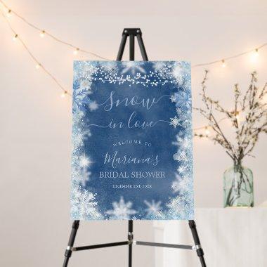 White Blue Snow in Love Snowflake Bridal Welcome Foam Board
