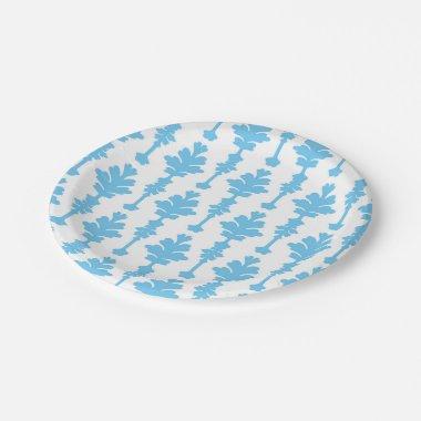 White & Blue Turquoise Damask Modern Glamour Paper Plates