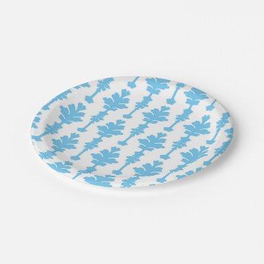 White & Blue Turquoise Damask Modern Glamour Paper Plates