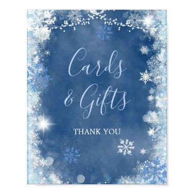 White Blue Winter Snowflake Bridal  and Gifts Poster