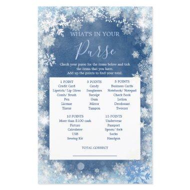 White Blue Winter Snowflake Bridal Purse Game